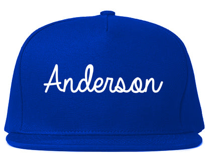 Anderson Indiana IN Script Mens Snapback Hat Royal Blue