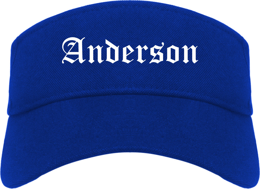 Anderson Indiana IN Old English Mens Visor Cap Hat Royal Blue