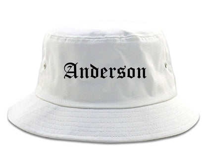 Anderson Indiana IN Old English Mens Bucket Hat White