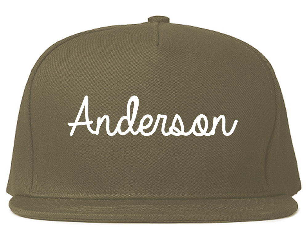 Anderson South Carolina SC Script Mens Snapback Hat Grey