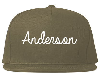 Anderson South Carolina SC Script Mens Snapback Hat Grey