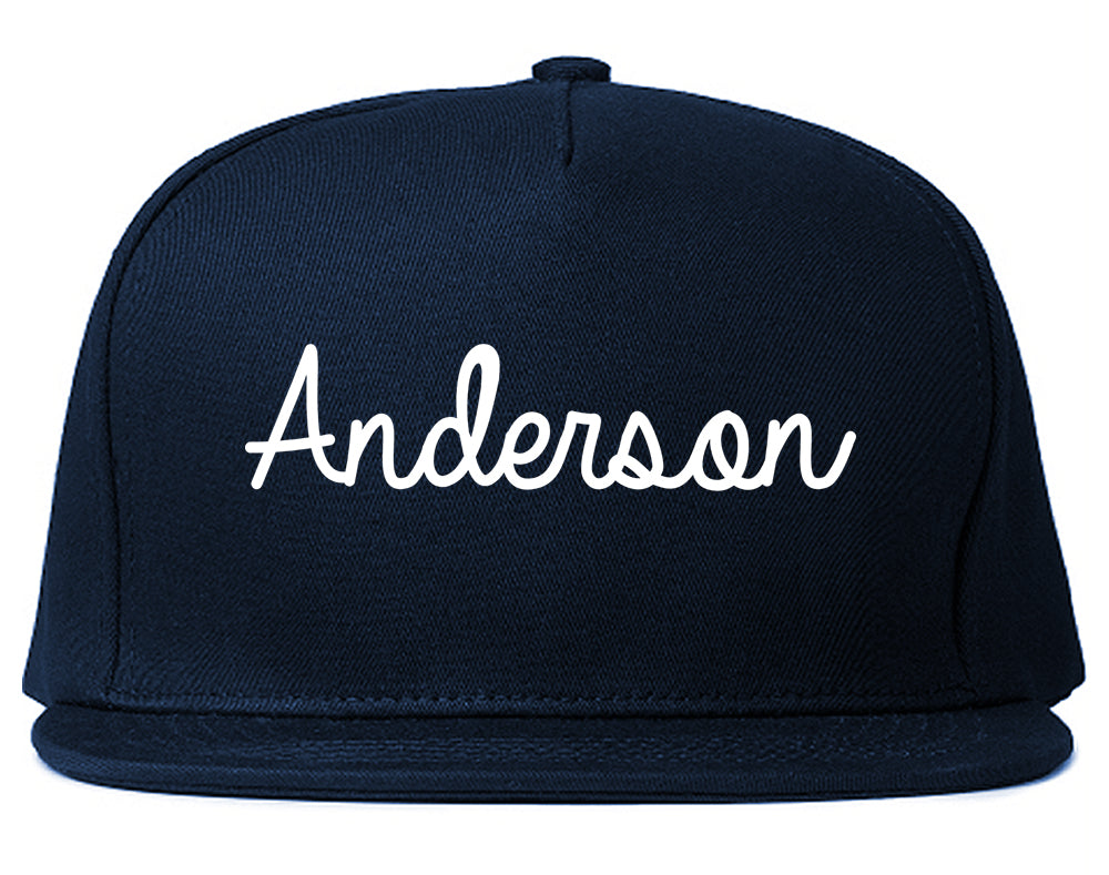 Anderson South Carolina SC Script Mens Snapback Hat Navy Blue