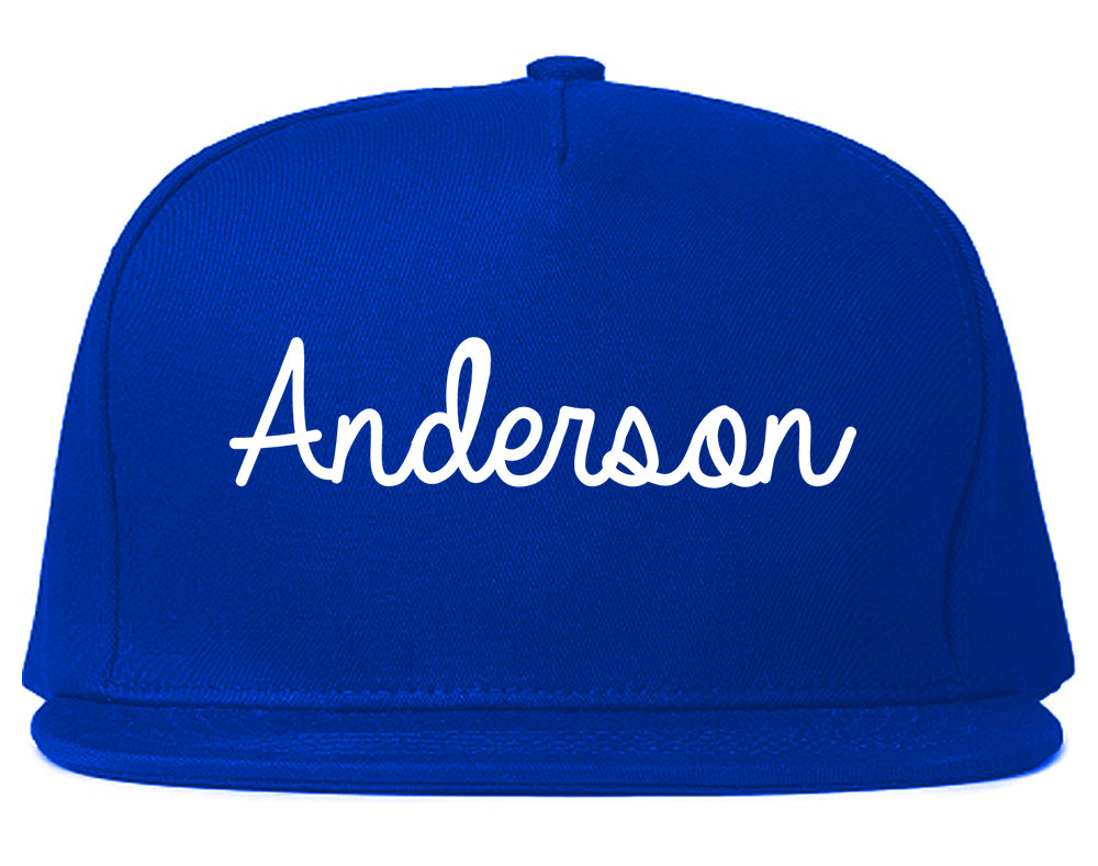 Anderson South Carolina SC Script Mens Snapback Hat Royal Blue