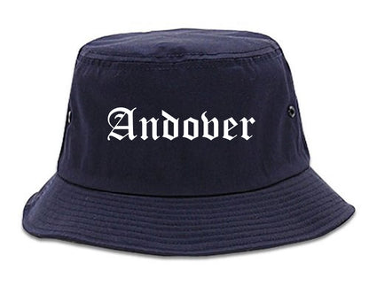 Andover Kansas KS Old English Mens Bucket Hat Navy Blue