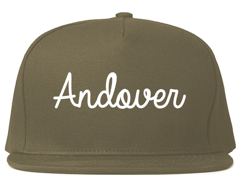 Andover Kansas KS Script Mens Snapback Hat Grey