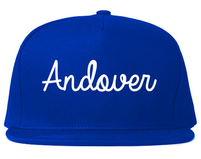 Andover Kansas KS Script Mens Snapback Hat Royal Blue