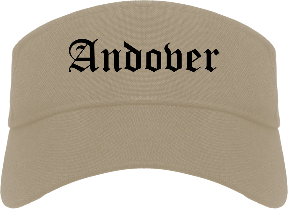 Andover Kansas KS Old English Mens Visor Cap Hat Khaki