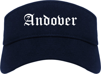Andover Kansas KS Old English Mens Visor Cap Hat Navy Blue
