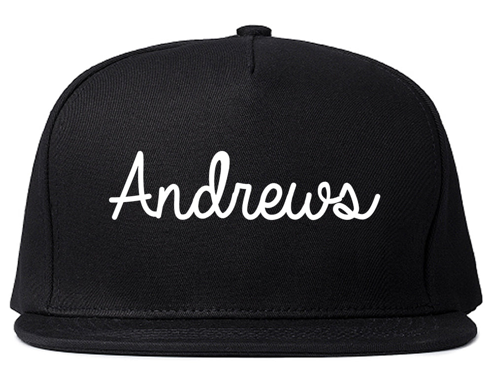Andrews Texas TX Script Mens Snapback Hat Black