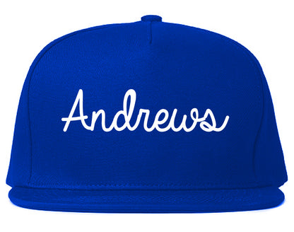 Andrews Texas TX Script Mens Snapback Hat Royal Blue