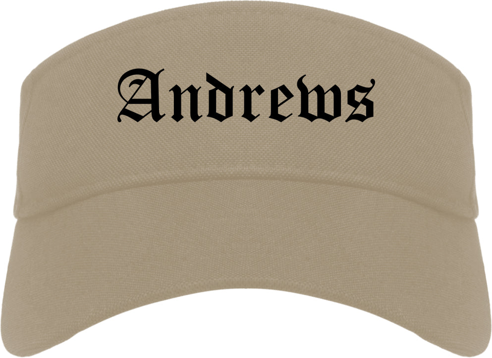 Andrews Texas TX Old English Mens Visor Cap Hat Khaki