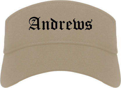 Andrews Texas TX Old English Mens Visor Cap Hat Khaki