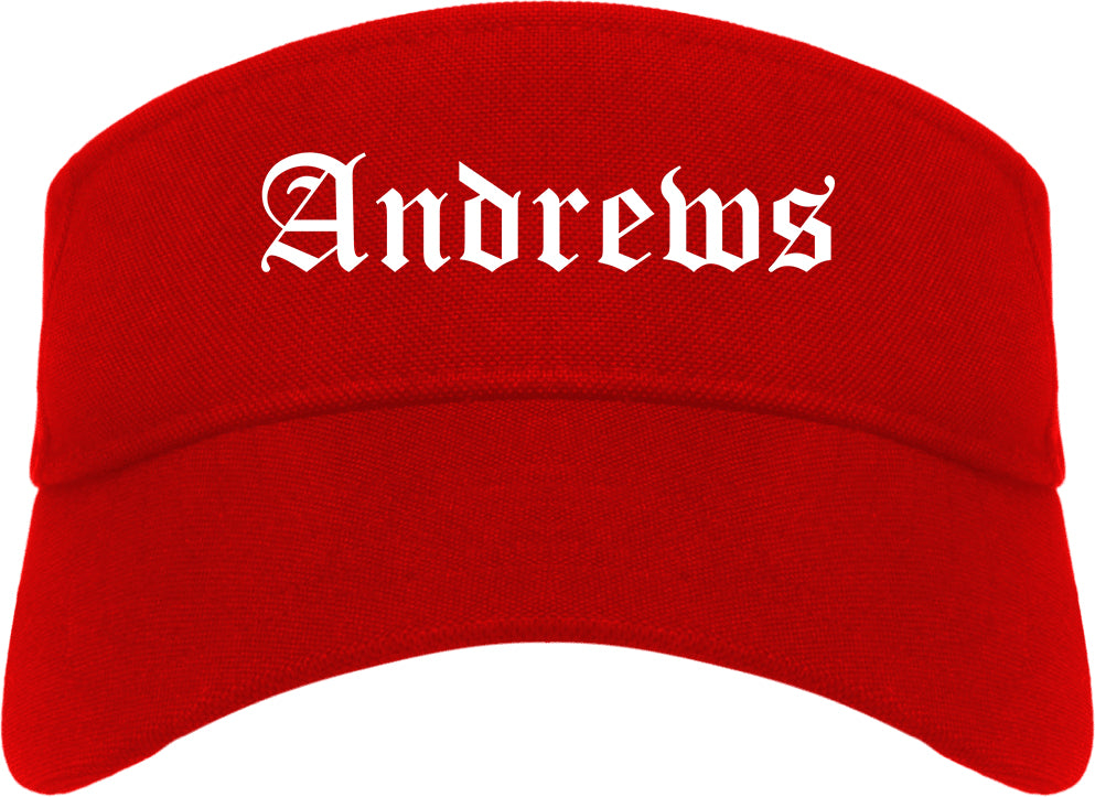 Andrews Texas TX Old English Mens Visor Cap Hat Red