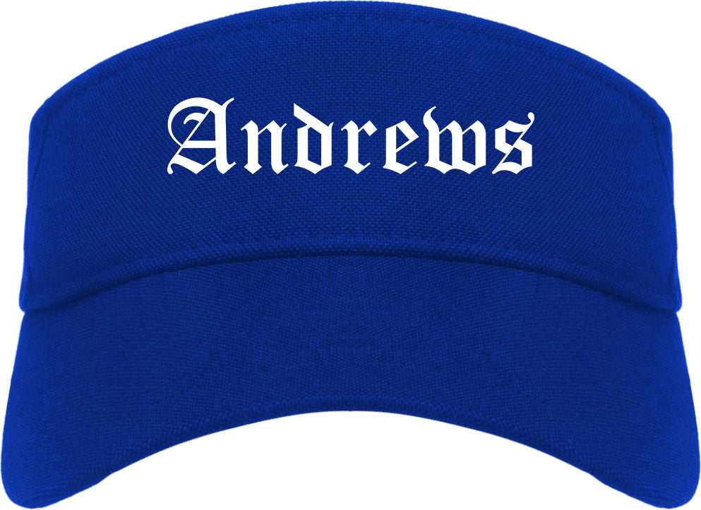 Andrews Texas TX Old English Mens Visor Cap Hat Royal Blue