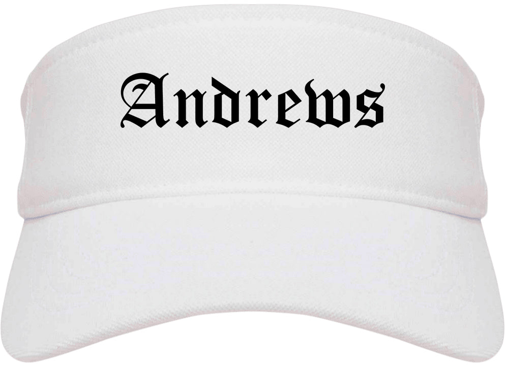 Andrews Texas TX Old English Mens Visor Cap Hat White