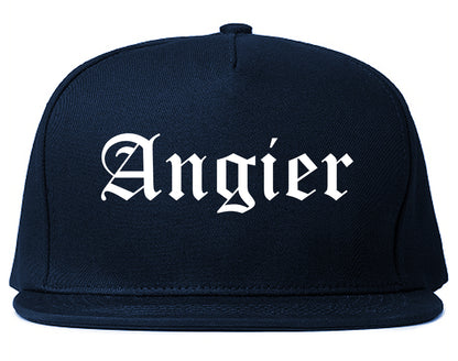 Angier North Carolina NC Old English Mens Snapback Hat Navy Blue