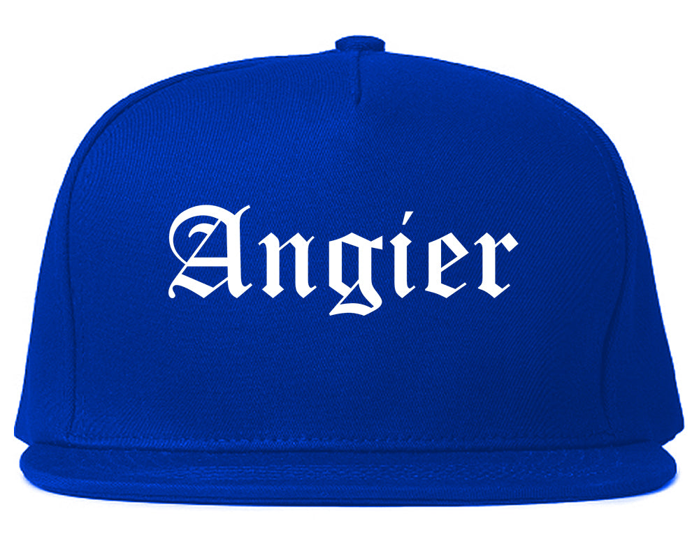 Angier North Carolina NC Old English Mens Snapback Hat Royal Blue
