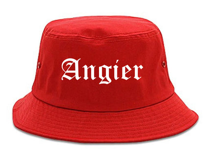 Angier North Carolina NC Old English Mens Bucket Hat Red