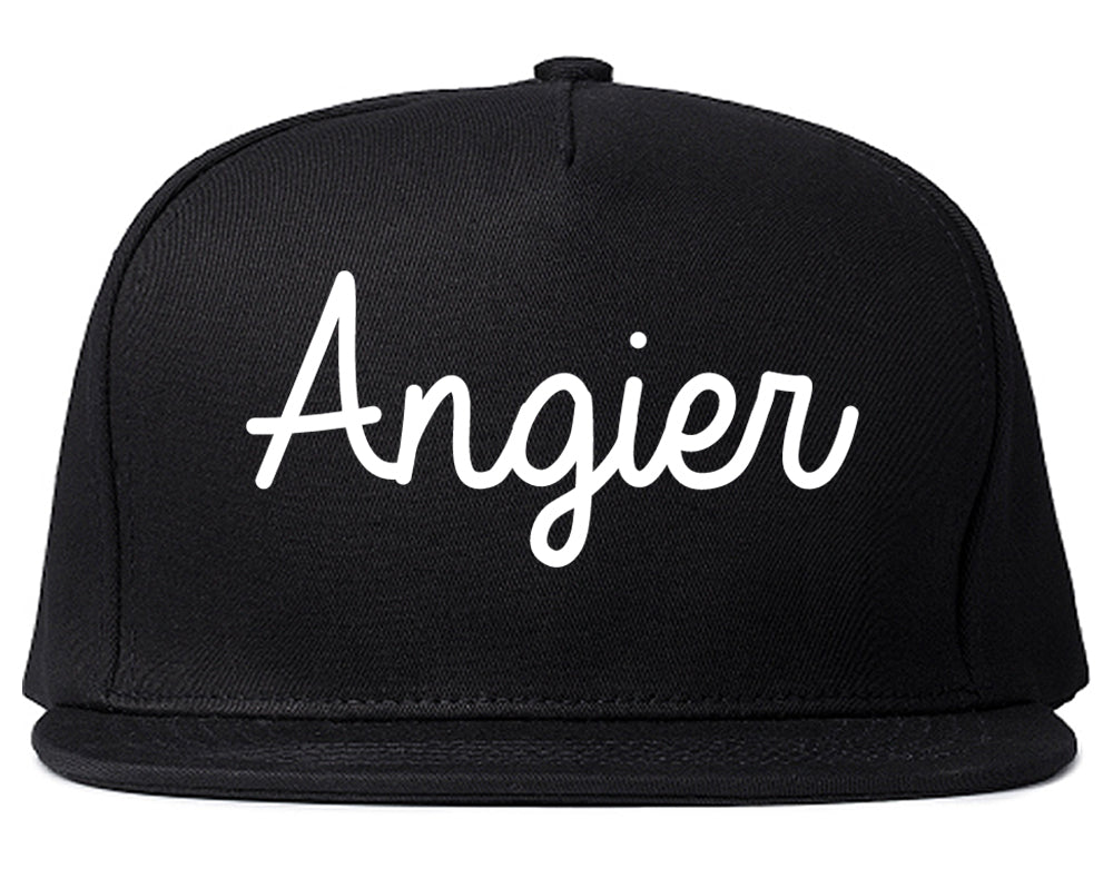 Angier North Carolina NC Script Mens Snapback Hat Black