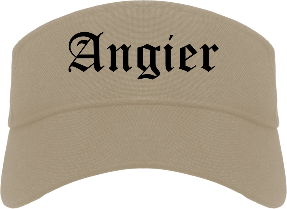 Angier North Carolina NC Old English Mens Visor Cap Hat Khaki