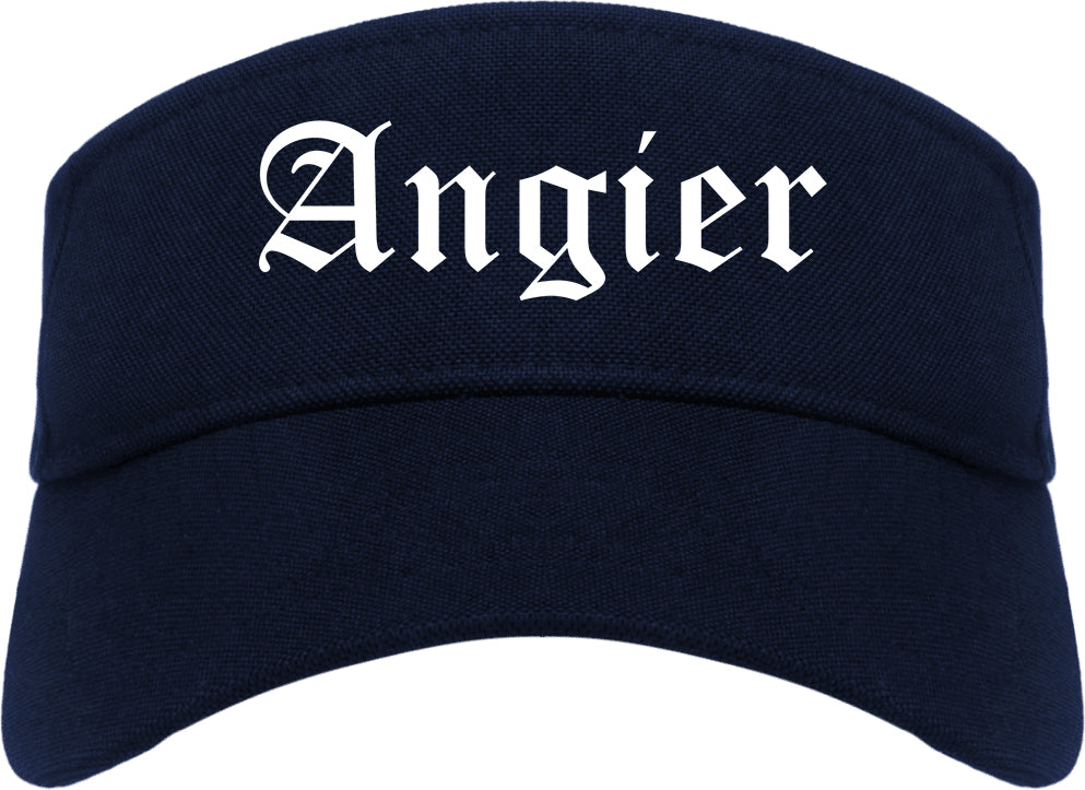 Angier North Carolina NC Old English Mens Visor Cap Hat Navy Blue