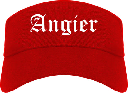 Angier North Carolina NC Old English Mens Visor Cap Hat Red