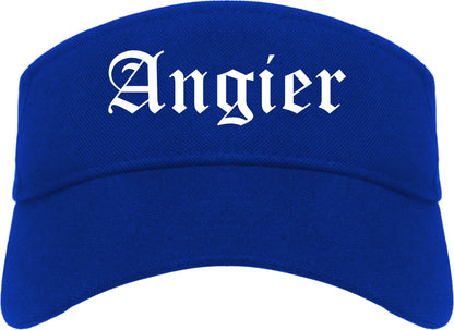 Angier North Carolina NC Old English Mens Visor Cap Hat Royal Blue