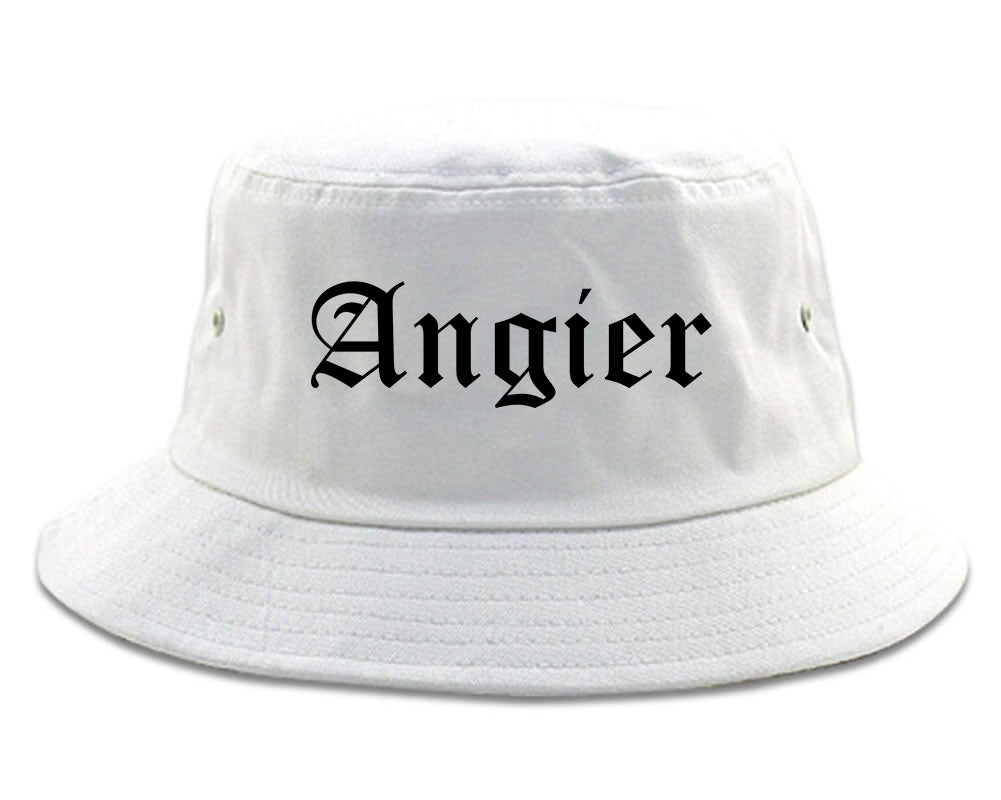 Angier North Carolina NC Old English Mens Bucket Hat White