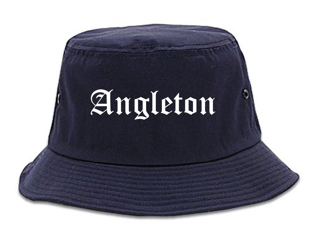 Angleton Texas TX Old English Mens Bucket Hat Navy Blue