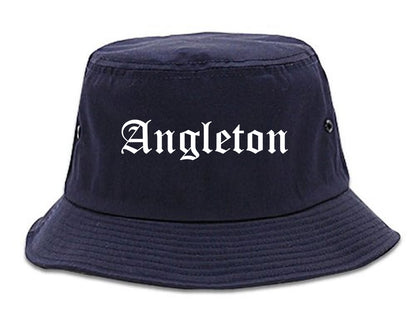 Angleton Texas TX Old English Mens Bucket Hat Navy Blue