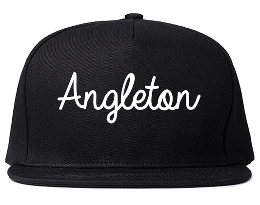 Angleton Texas TX Script Mens Snapback Hat Black