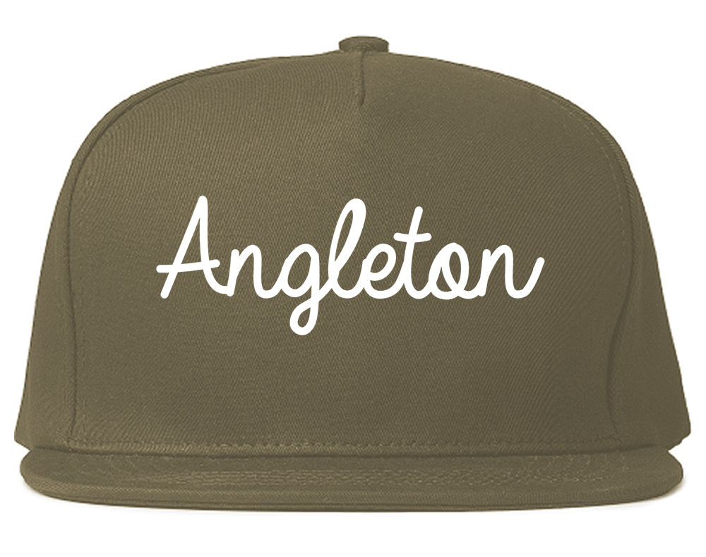 Angleton Texas TX Script Mens Snapback Hat Grey