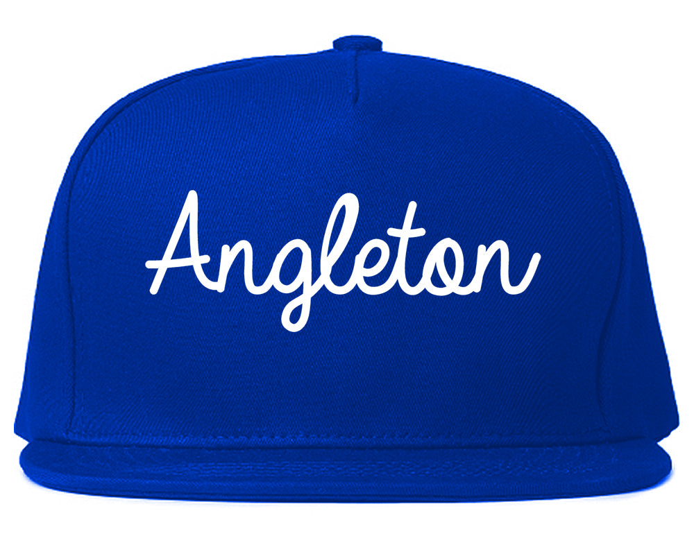 Angleton Texas TX Script Mens Snapback Hat Royal Blue