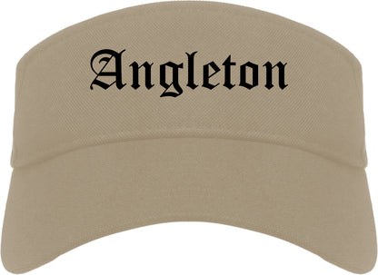 Angleton Texas TX Old English Mens Visor Cap Hat Khaki