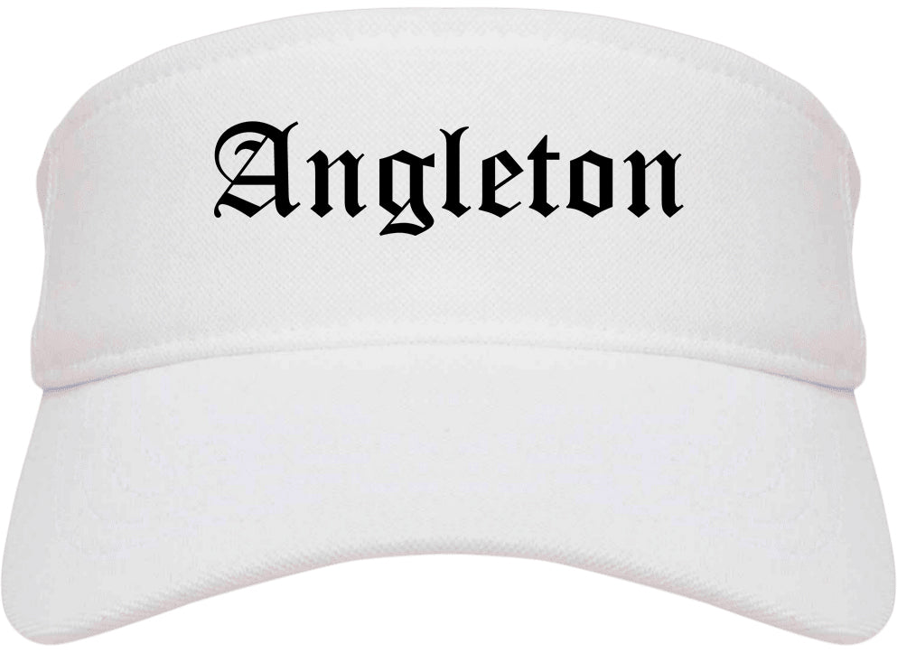 Angleton Texas TX Old English Mens Visor Cap Hat White