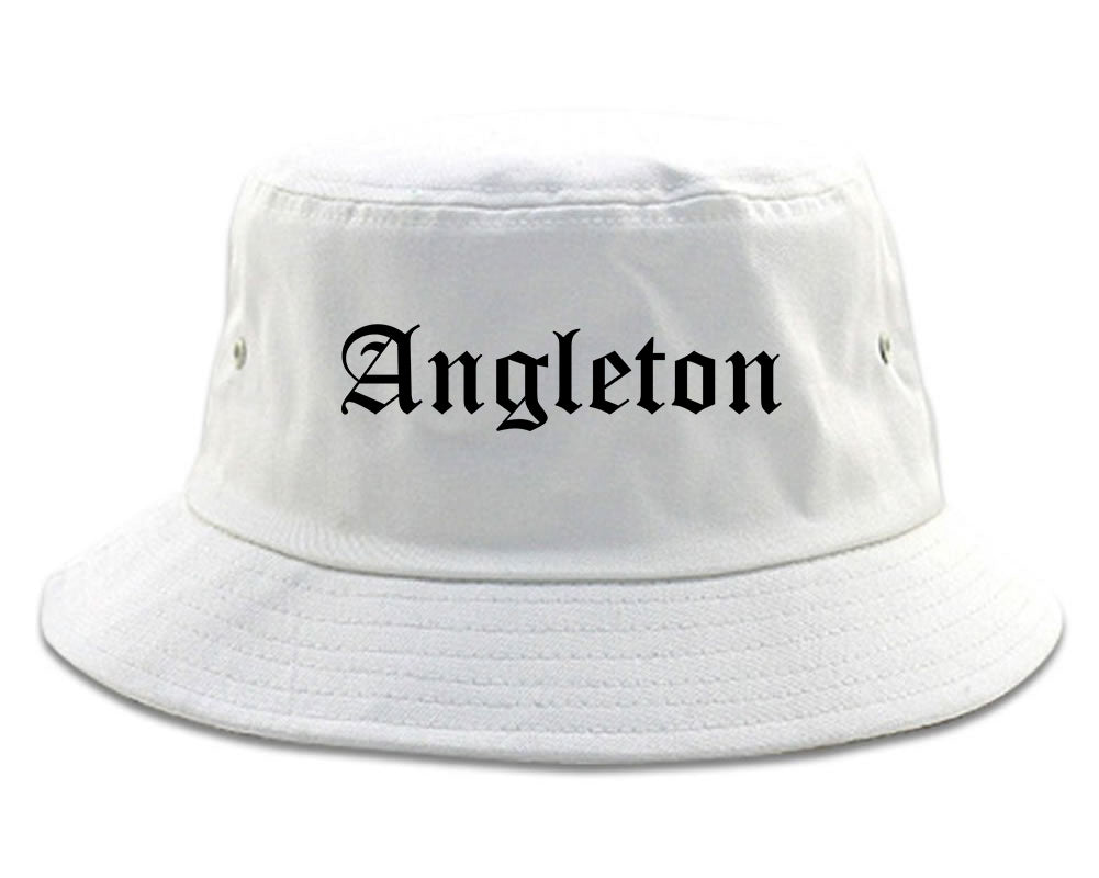 Angleton Texas TX Old English Mens Bucket Hat White