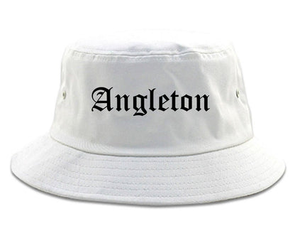 Angleton Texas TX Old English Mens Bucket Hat White