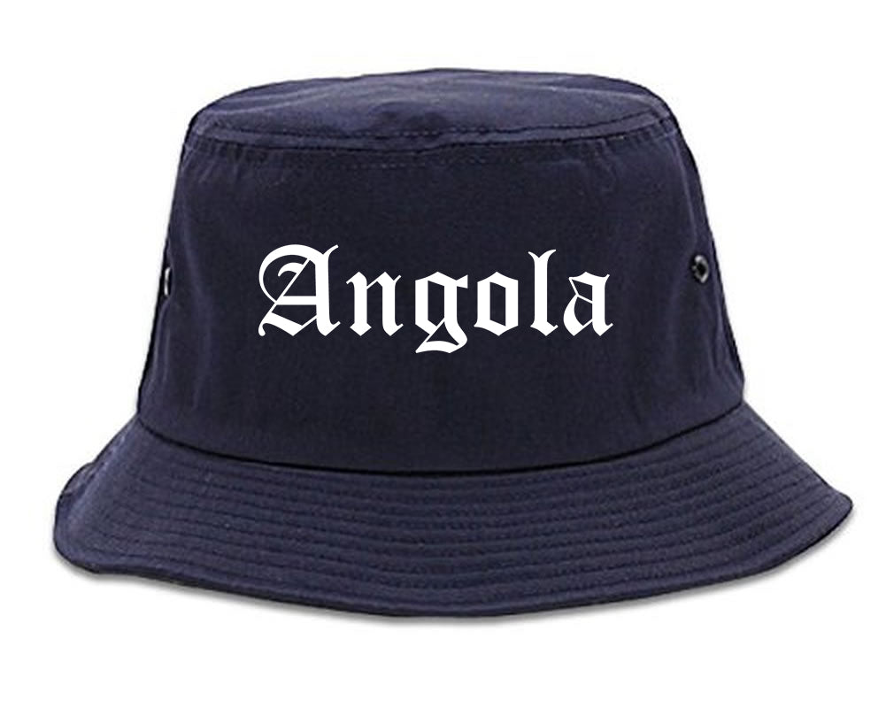 Angola Indiana IN Old English Mens Bucket Hat Navy Blue