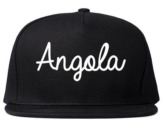 Angola Indiana IN Script Mens Snapback Hat Black