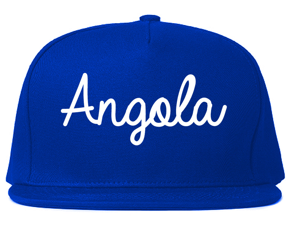 Angola Indiana IN Script Mens Snapback Hat Royal Blue