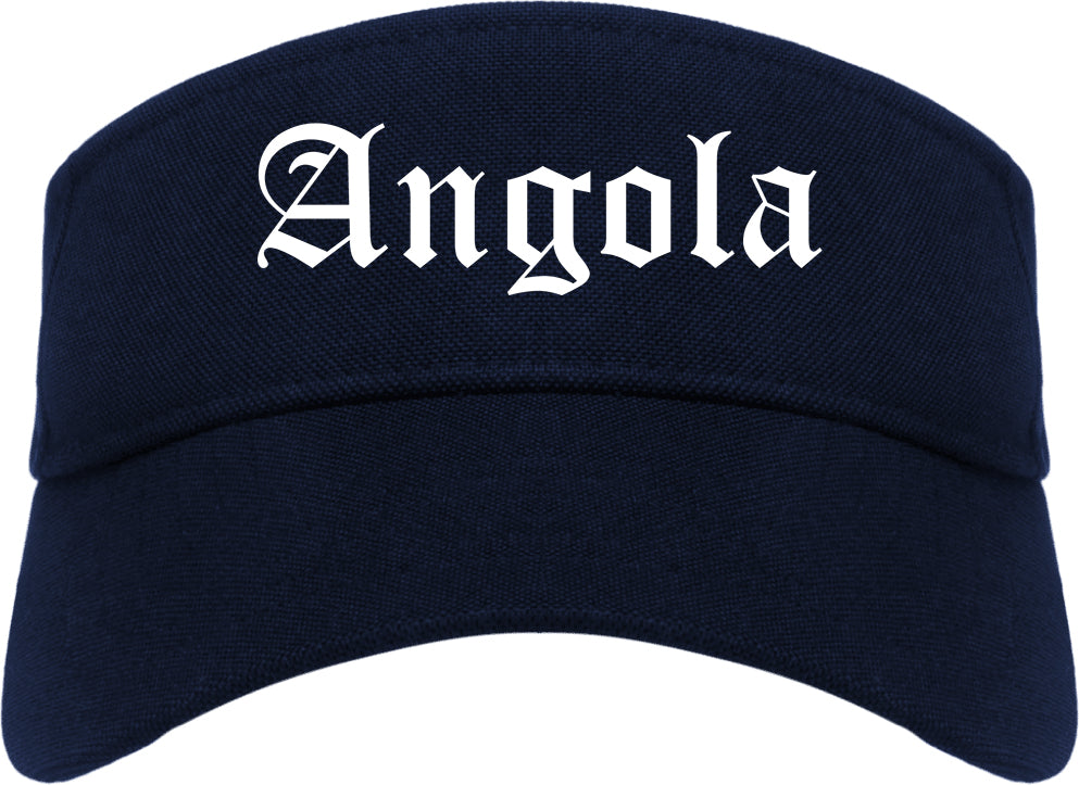 Angola Indiana IN Old English Mens Visor Cap Hat Navy Blue