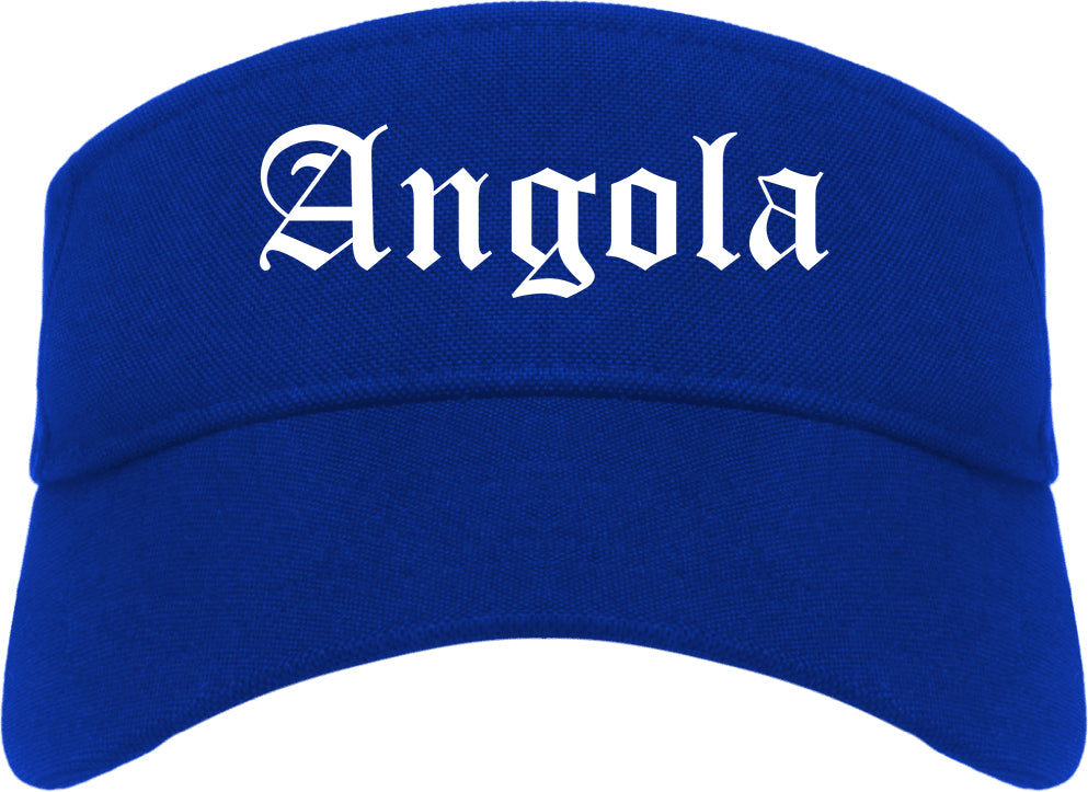 Angola Indiana IN Old English Mens Visor Cap Hat Royal Blue