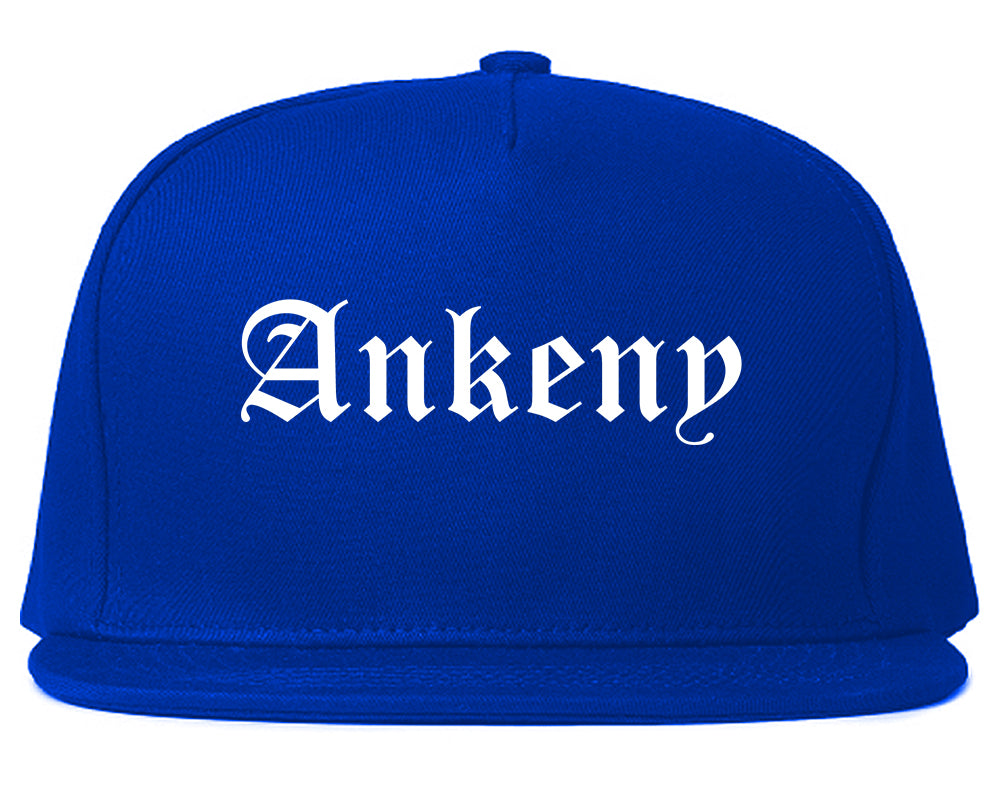Ankeny Iowa IA Old English Mens Snapback Hat Royal Blue