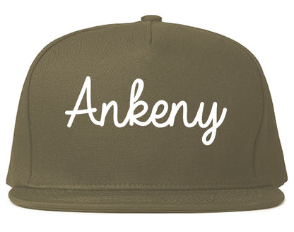 Ankeny Iowa IA Script Mens Snapback Hat Grey