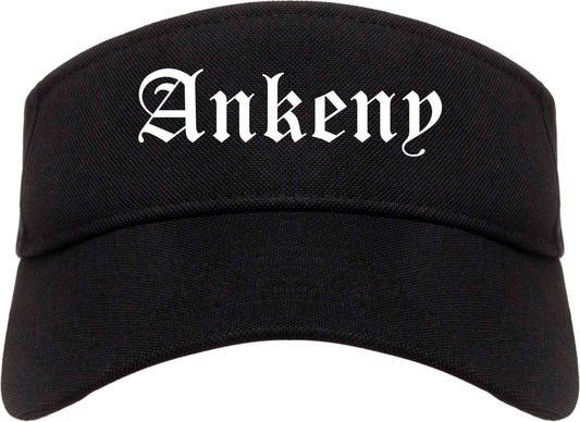 Ankeny Iowa IA Old English Mens Visor Cap Hat Black