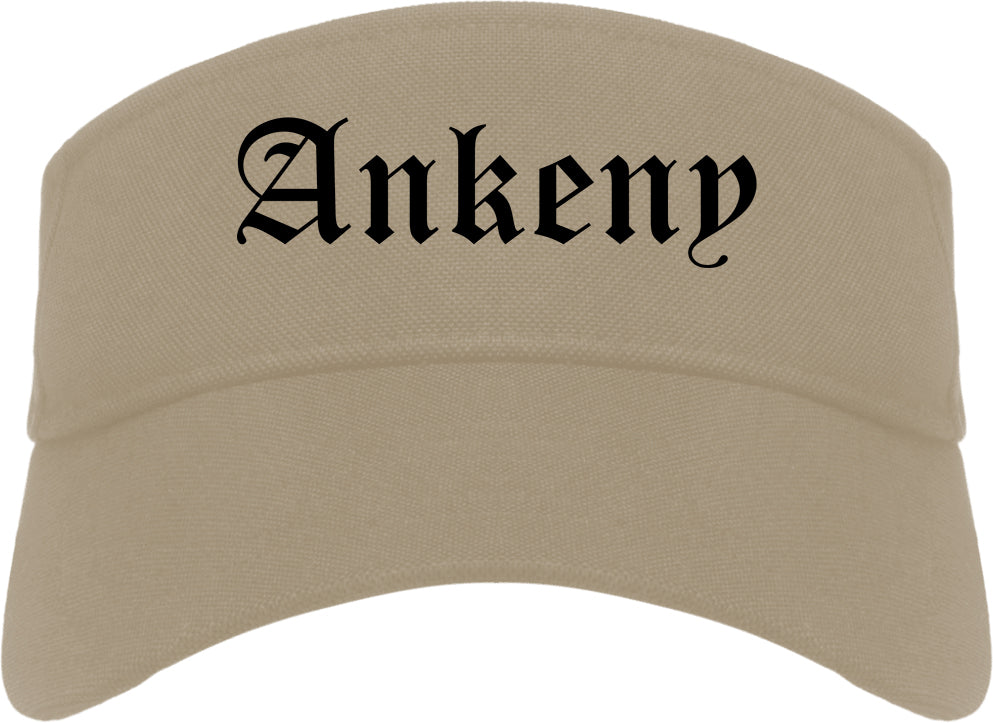 Ankeny Iowa IA Old English Mens Visor Cap Hat Khaki