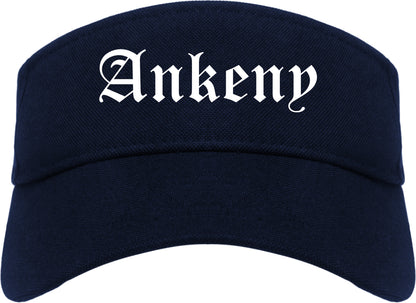 Ankeny Iowa IA Old English Mens Visor Cap Hat Navy Blue
