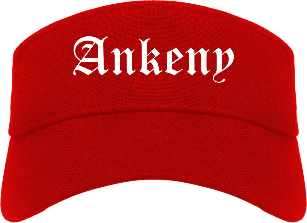 Ankeny Iowa IA Old English Mens Visor Cap Hat Red