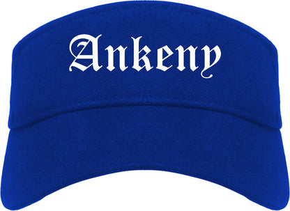 Ankeny Iowa IA Old English Mens Visor Cap Hat Royal Blue