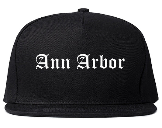 Ann Arbor Michigan MI Old English Mens Snapback Hat Black